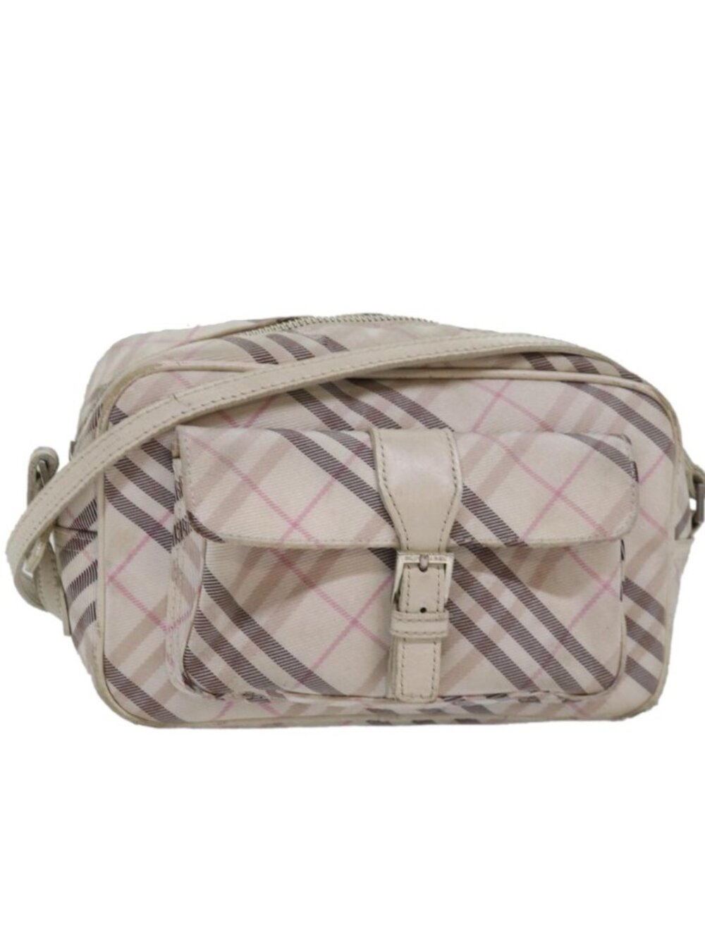 BURBERRY Nova Check Blue Label Shoulder Bag Canvas Pink